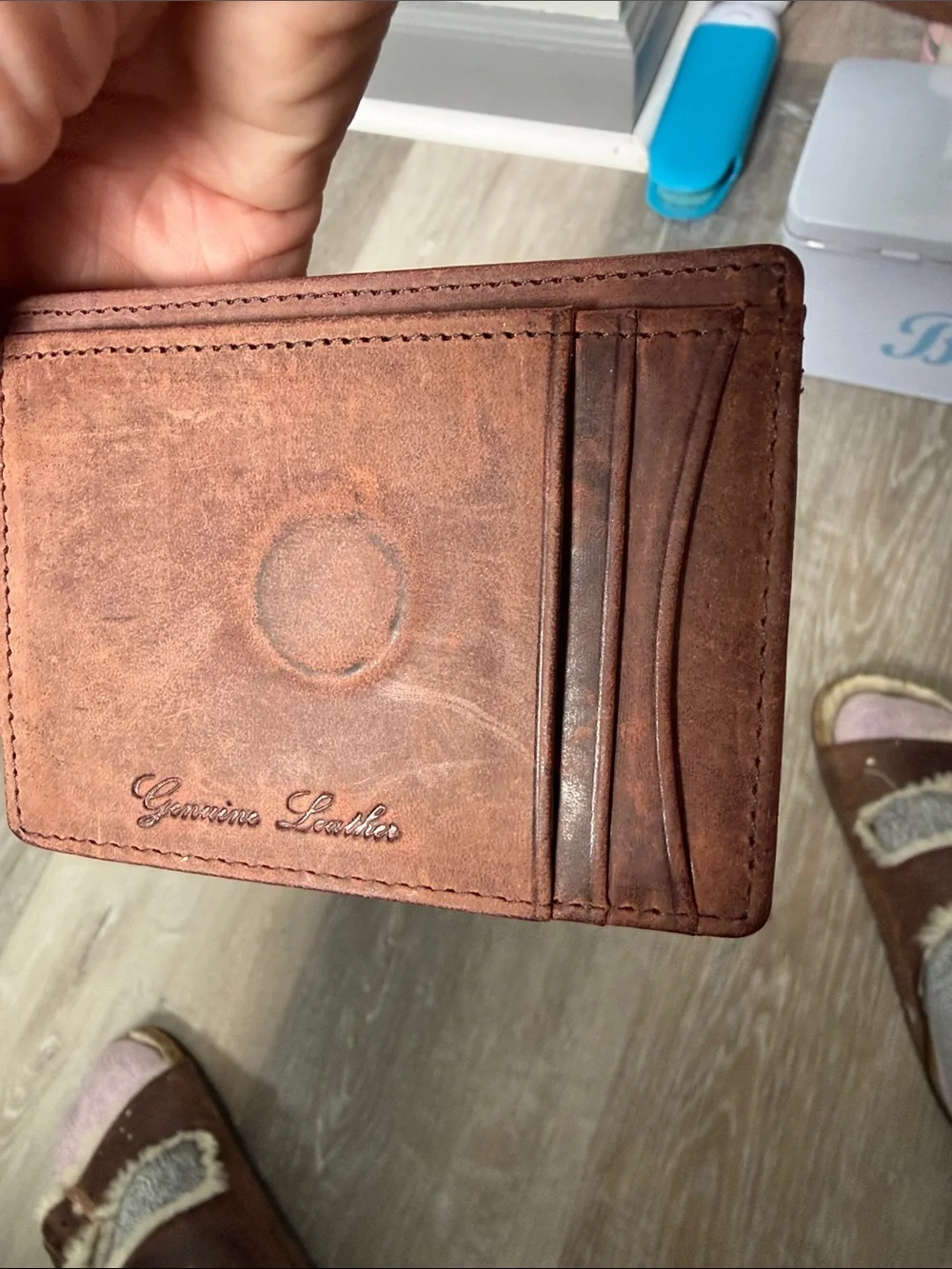 Viosi Genuine Leather Brown Money Clip Wallet for Men